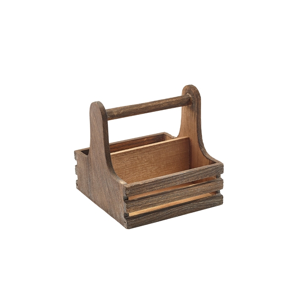 GENWARE | SMALL RUSTIC WOODEN TABLE CADDY | RWTC-S