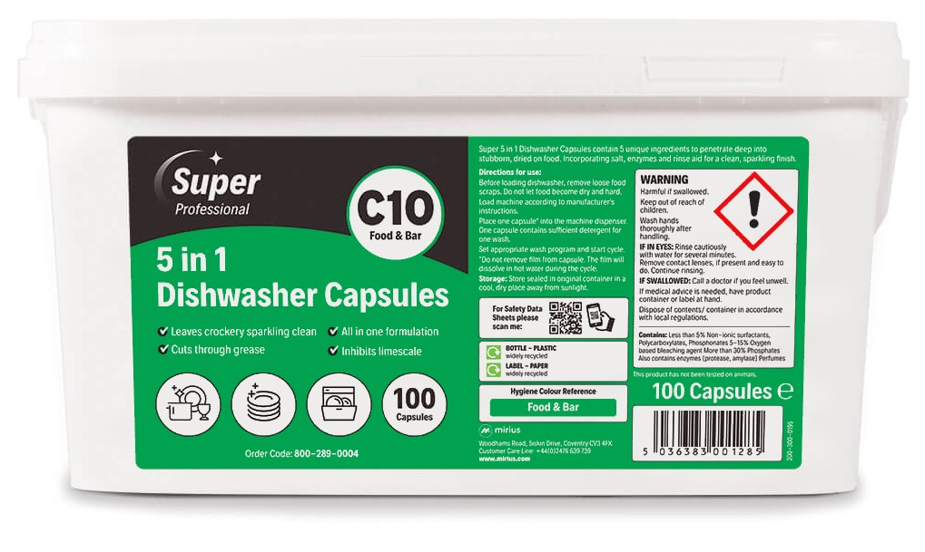 MIRIUS&#x20;&#x7C;&#x20;SUPER&#x20;5&#x20;IN&#x20;1&#x20;DISHWASH&#x20;CAPSULES&#x20;X&#x20;100&#x20;&#x7C;&#x20;800-289-0004