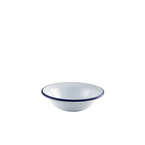 GENWARE | ENAMEL BOWL WHITE WITH BLUE RIM 16CM X 12 | 41016