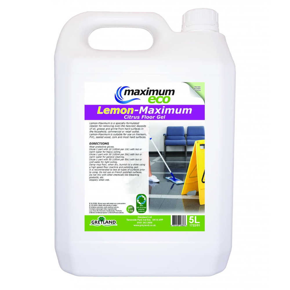GREYLAND | MAXIMUM ECO WATER BASED LEMON FLOOR GEL X 5 LTR | 1722/01