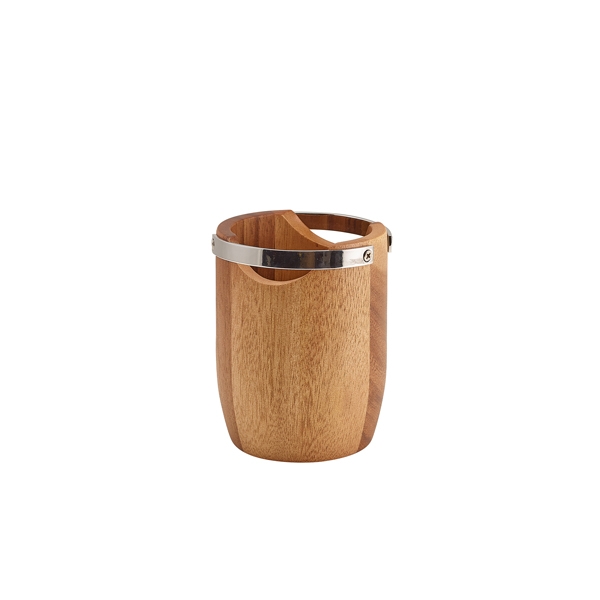 GENWARE | ACACIA WOOD CUTLERY CYLINDER WITH METAL HANDLES | WCCMH10