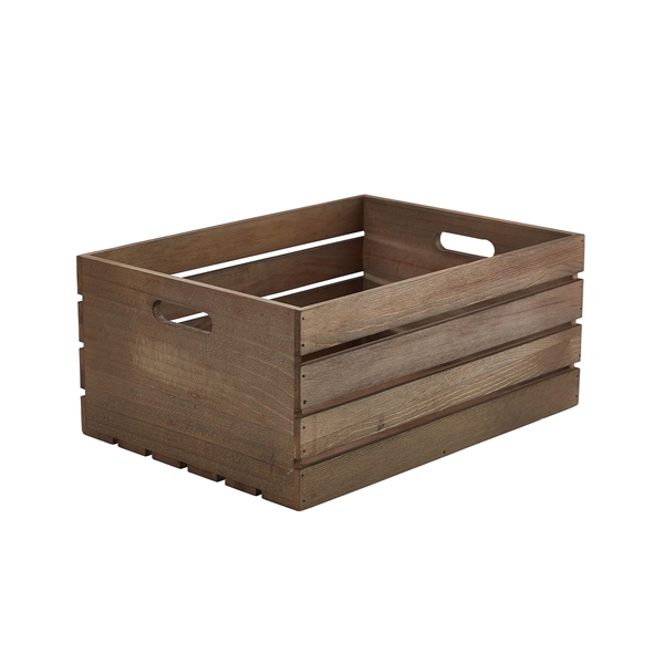 GENWARE |  DARK RUSTIC WOODEN CRATE 41 X 30 X 18 CM | WDC-4130D