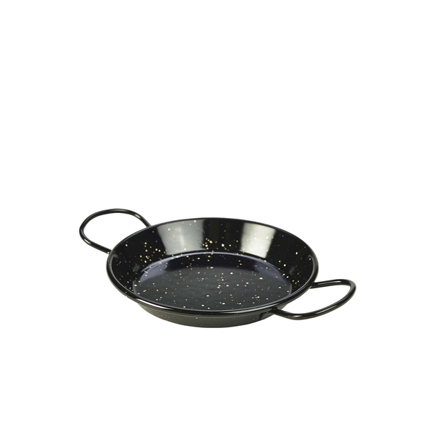 GENWARE | BLACK ENAMEL MINIATURE PAELLA PAN 15CM X 10 | E0215
