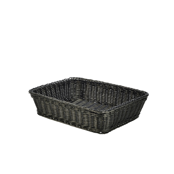 GENWARE | POLYWICKER DISPLAY BASKET BLACK 36.5 X 29 X 9CM X 1 | PWB-3629BK