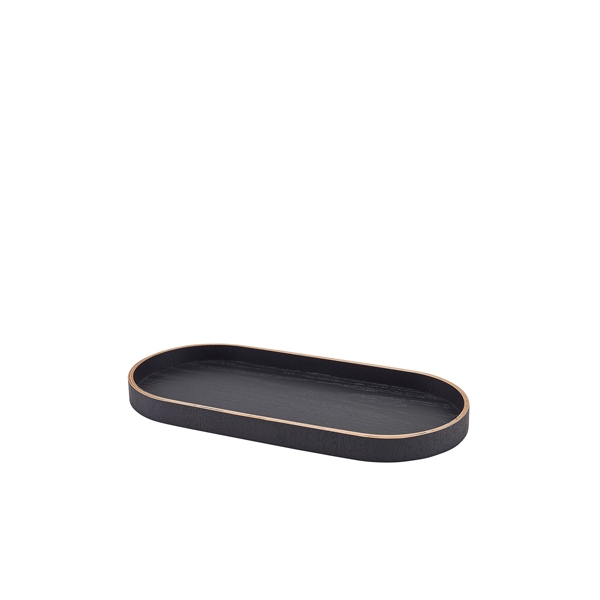 GENWARE | OVAL BLACK WOOD VENEER TRAY 35 X 16.5CM | WVT-V35BK