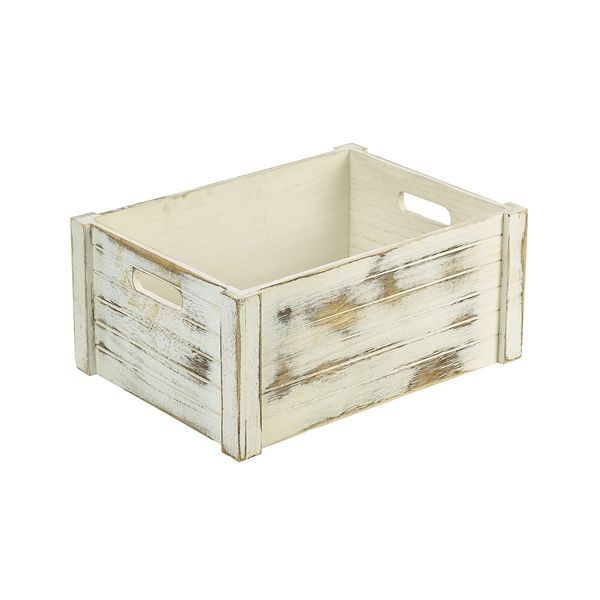 GENWARE | GENWARE WHITE WASH WOODEN CRATE 41 X 30 X 18 CM | WDC-4130W