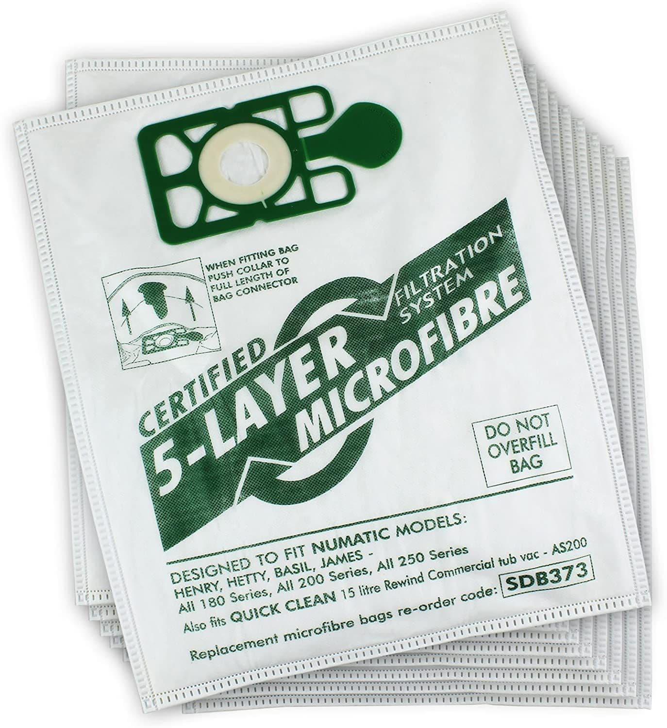 NUMATIC |  COMPATIBLE MICROFIBRE VACUUM BAGS X 10 | SDB373POLY | 3903
