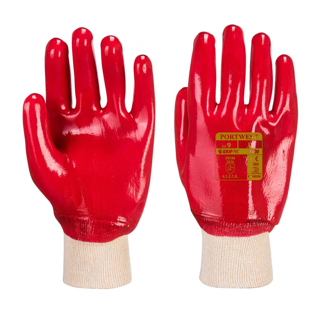 KEEPSAFE | PVC COATED RED KNIT WRIST GLOVES | A400