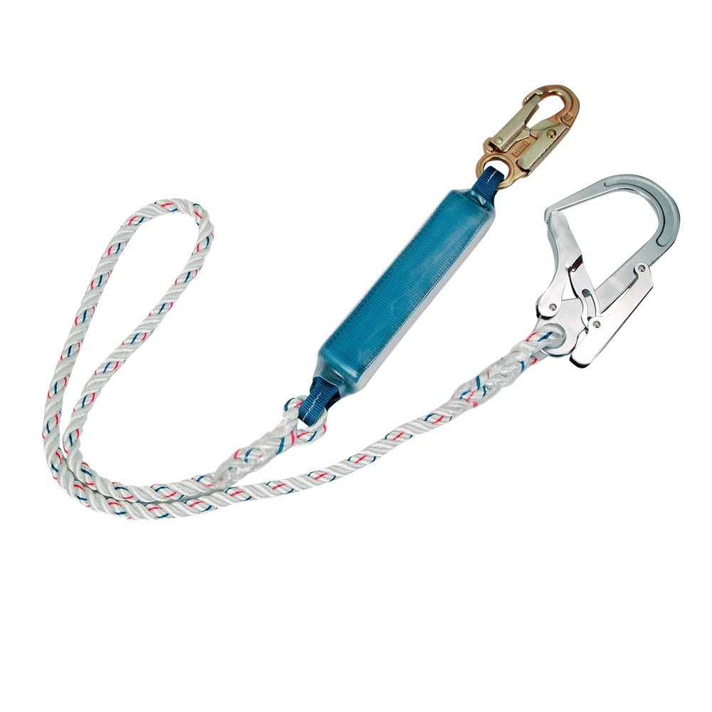 PORTWEST | LANYARD 1.8 M WITH SHOCK ABSORBER CARABINER & SCAFFOLD HOOK. | FP23
