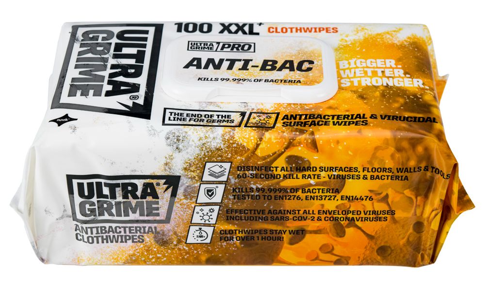 UNIWIPE |  ULTRAGRIME PRO XXL ANTI BACTERICIDAL WIPES X 100 | 5930