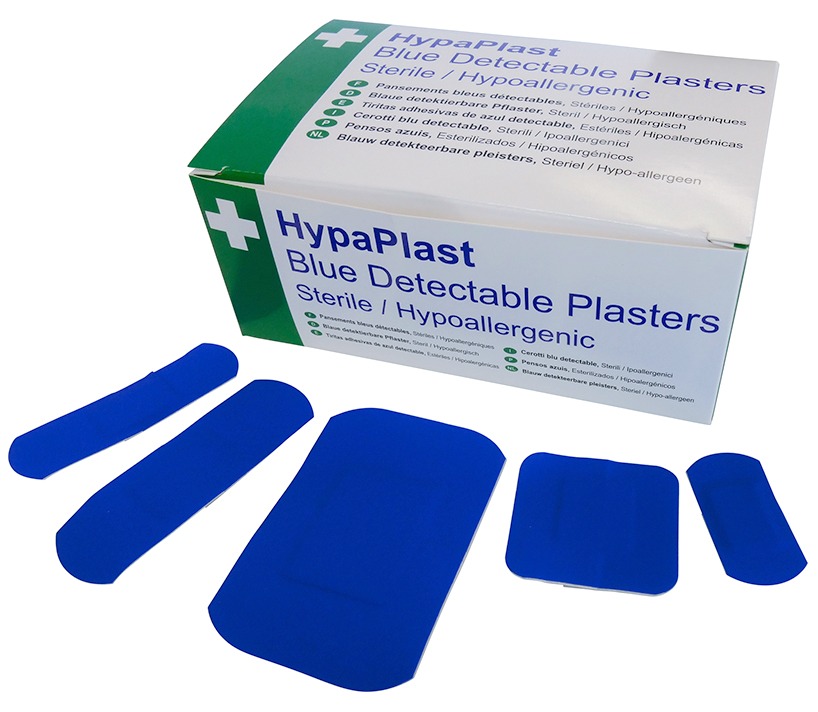 SAFETY FIRST AID | ASSORTED BLUE DETECTABLE PLASTERS X 100 | D7010