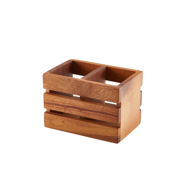 GENWARE | ACACIA WOOD 2 COMPARTMENT CUTLERY HOLDER | WDCB-2