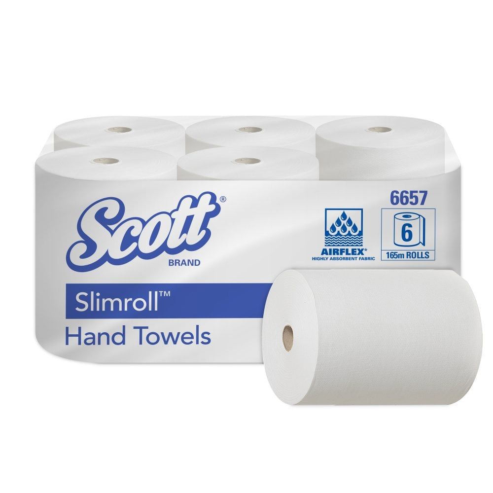 KIMBERLY CLARK | 6657 SCOTT 1 PLY SLIMROLL WHITE X 6 | 6657