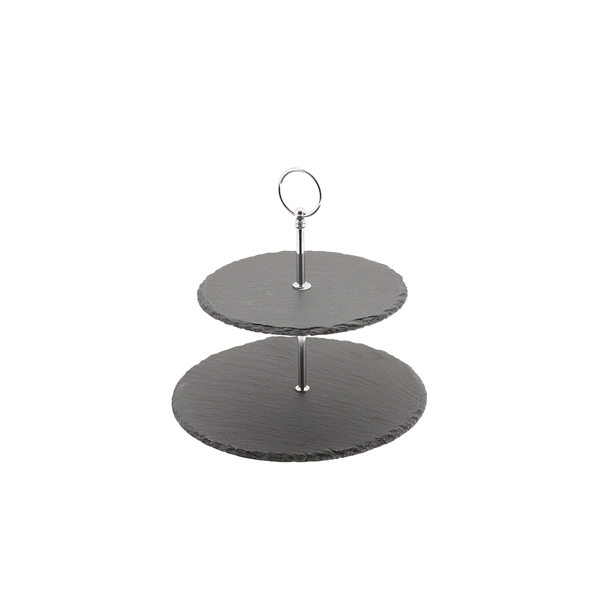GENWARE |  SLATE 2-TIER CAKE STAND 20 / 25 CM | SLT-2TCS
