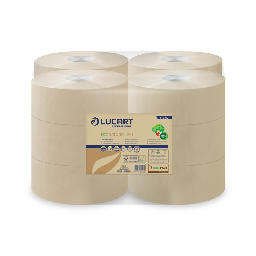 LUCART | ECONATURAL 2PLY MINI JUMBO TOILET ROLL 12 X 150M | 812152P