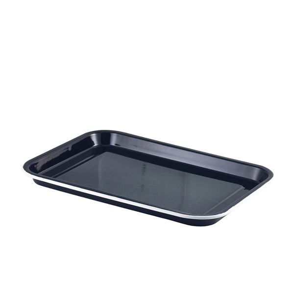 GENWARE | ENAMEL SERVING TRAY BLACK WITH WHITE RIM 33.5X23.5X2.2CM X 6 | 942933BK