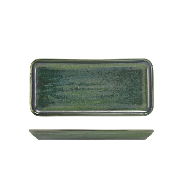 GENWARE | TERRA PORC AQUA GREEN NARROW RECT PLATTER 27 X 12.5CM X 6 | NR-PAG27