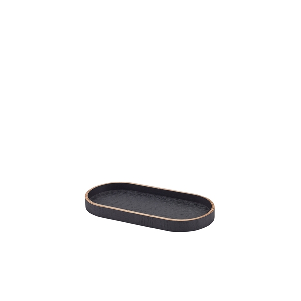 GENWARE | OVAL BLACK WOOD VENEER TRAY 23 X 11CM | WVT-V23BK
