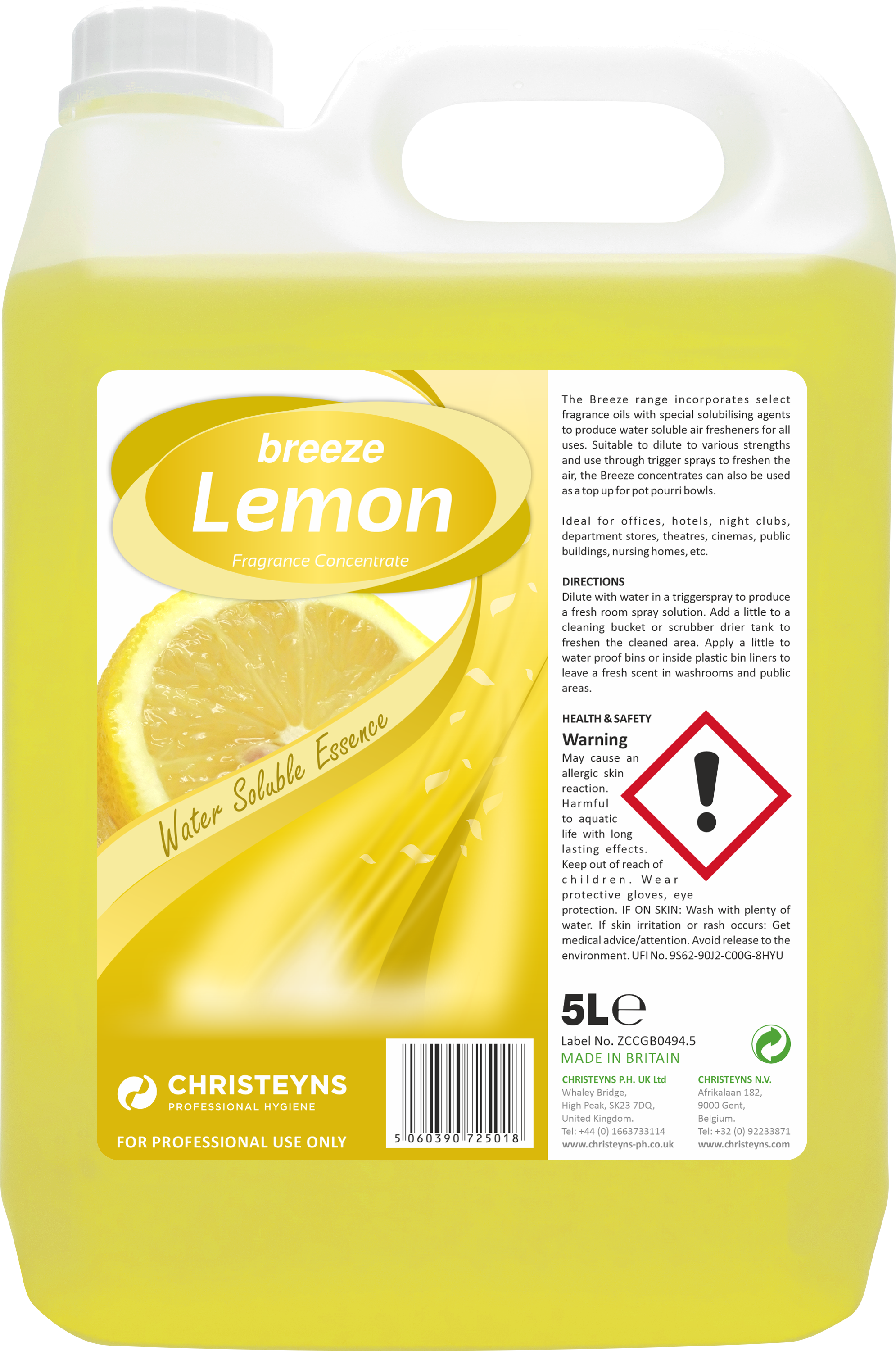CHRISTEYNS (CLOVER) | 801 LEMON BREEZE FRAGRANCE CONCENTRATE X 5 LTR | 801