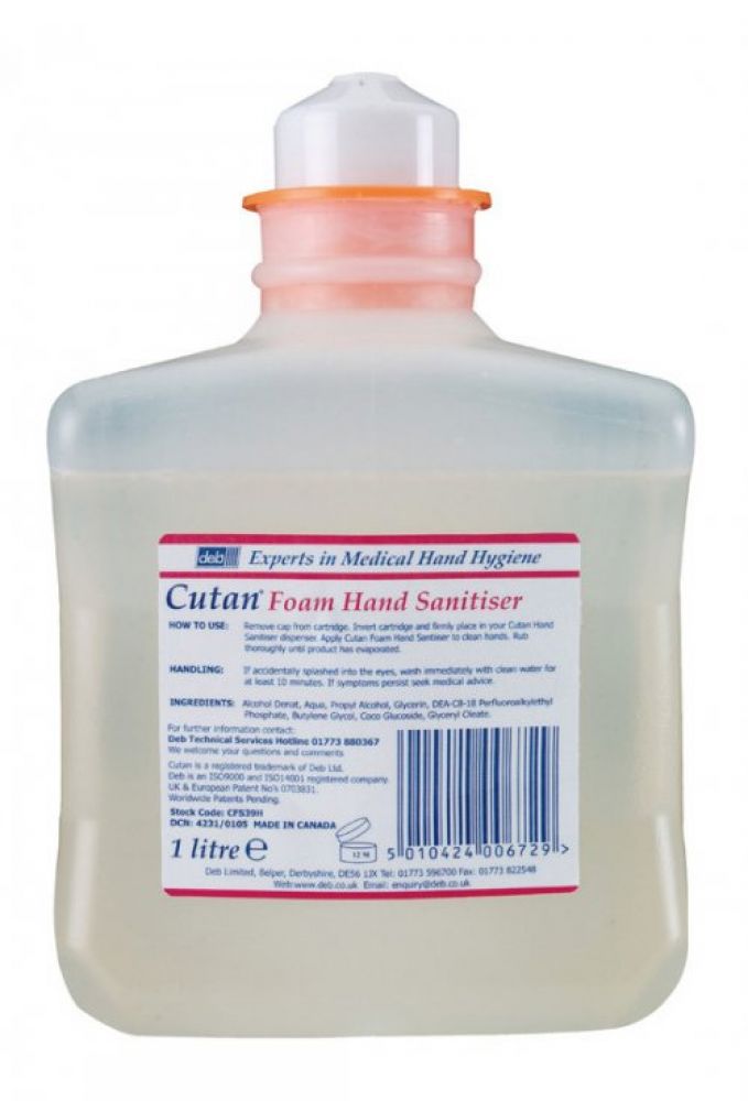 SC JOHNSON | DEB CUTAN FOAM HAND SANITISER 6 X 1 LTR | CFS39H | CFS39H