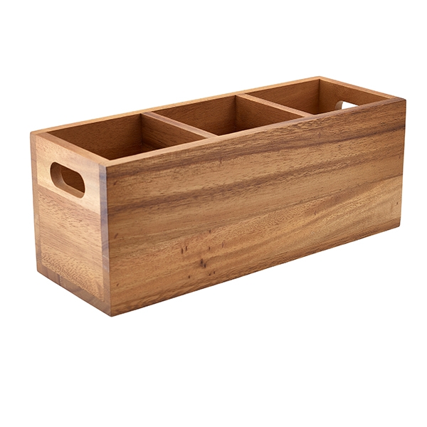GENWARE | ACACIA WOOD 3 COMPARTMENT CUTLERY BOX | WDCB-3