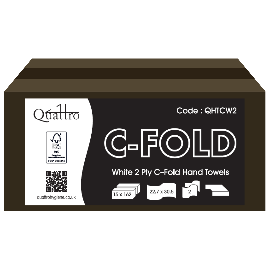 QUATTRO | 2PLY WHITE C FOLD HAND TOWEL X 2430 | QHTCW2