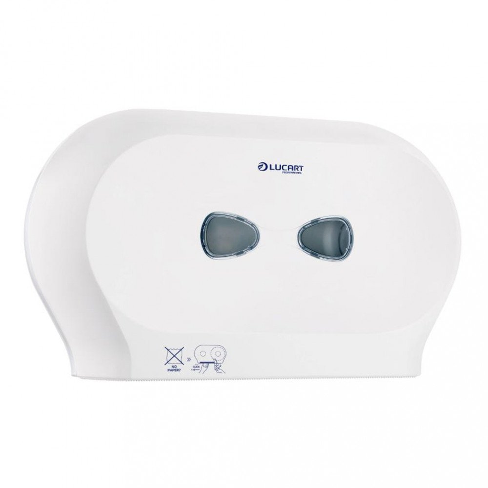 LUCART |  TWIN MINI JUMBO TOILET ROLL DISPENSER WHITE | 892377