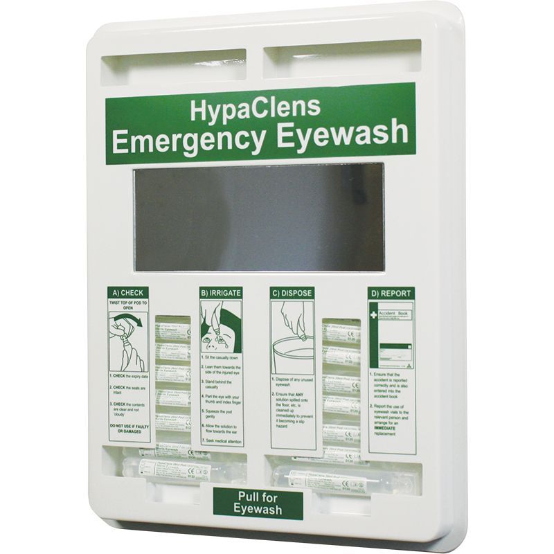 EYE WASH STATION C/W 25 X 20ML PODS X 2 EYE PADS