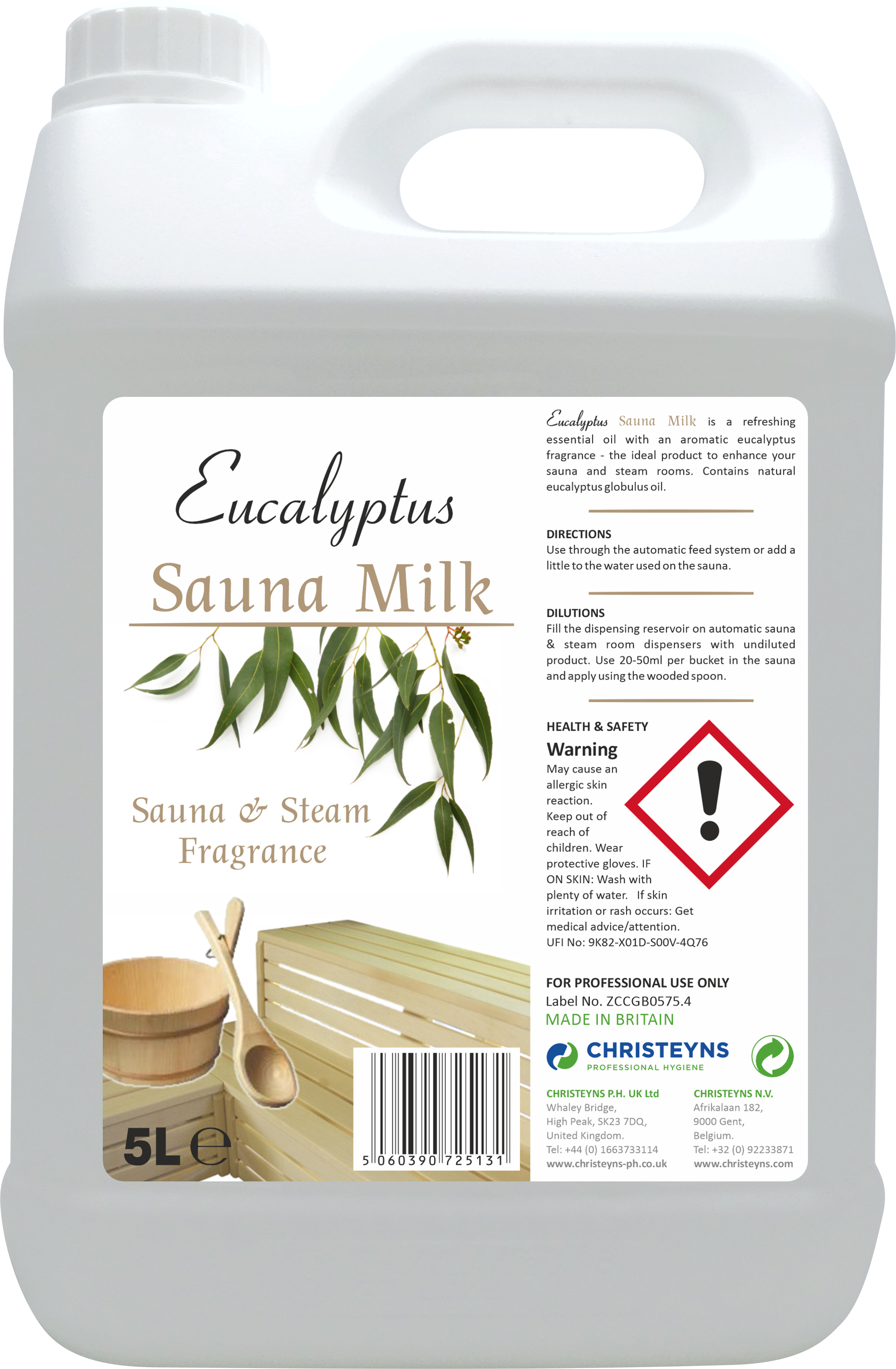 CHRISTEYNS (CLOVER) | EUCALYPTUS SAUNA MILK X 5 LTR | 822