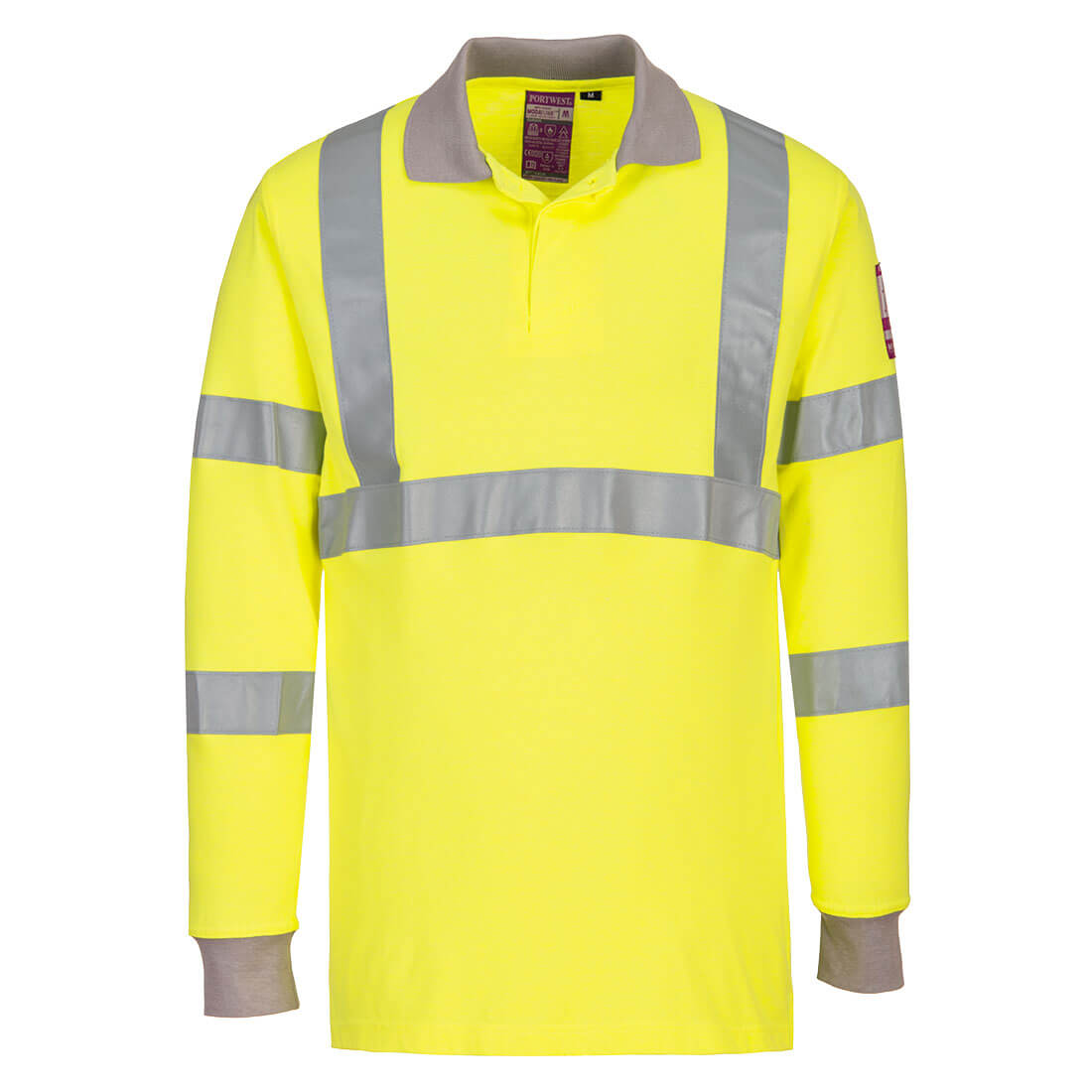 PORTWEST | FIRE RESISTANT ANTI STATIC L/SLEEVE HI-VIS POLO SHIRT YELLOW | FR77