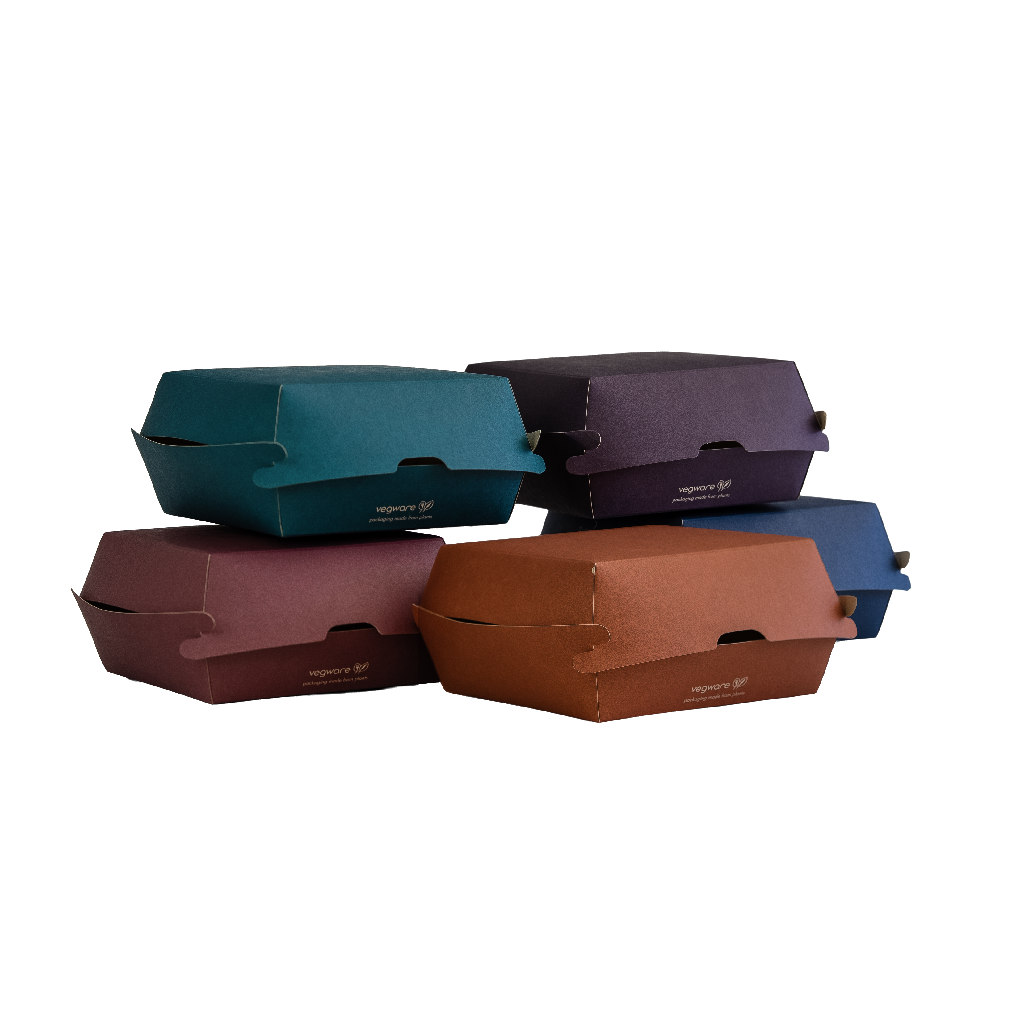 VEGWARE | FEEL SNUG ASSORTED RECYCLABLE BURGER BOXES 5 X 5 INCHES X 500 | KBB-5X5-FS | 421190