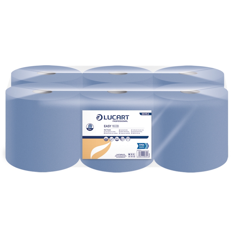 LUCART | 2 PLY BLUE ROLL TOWEL 160M X 6 | 861154 | 43112