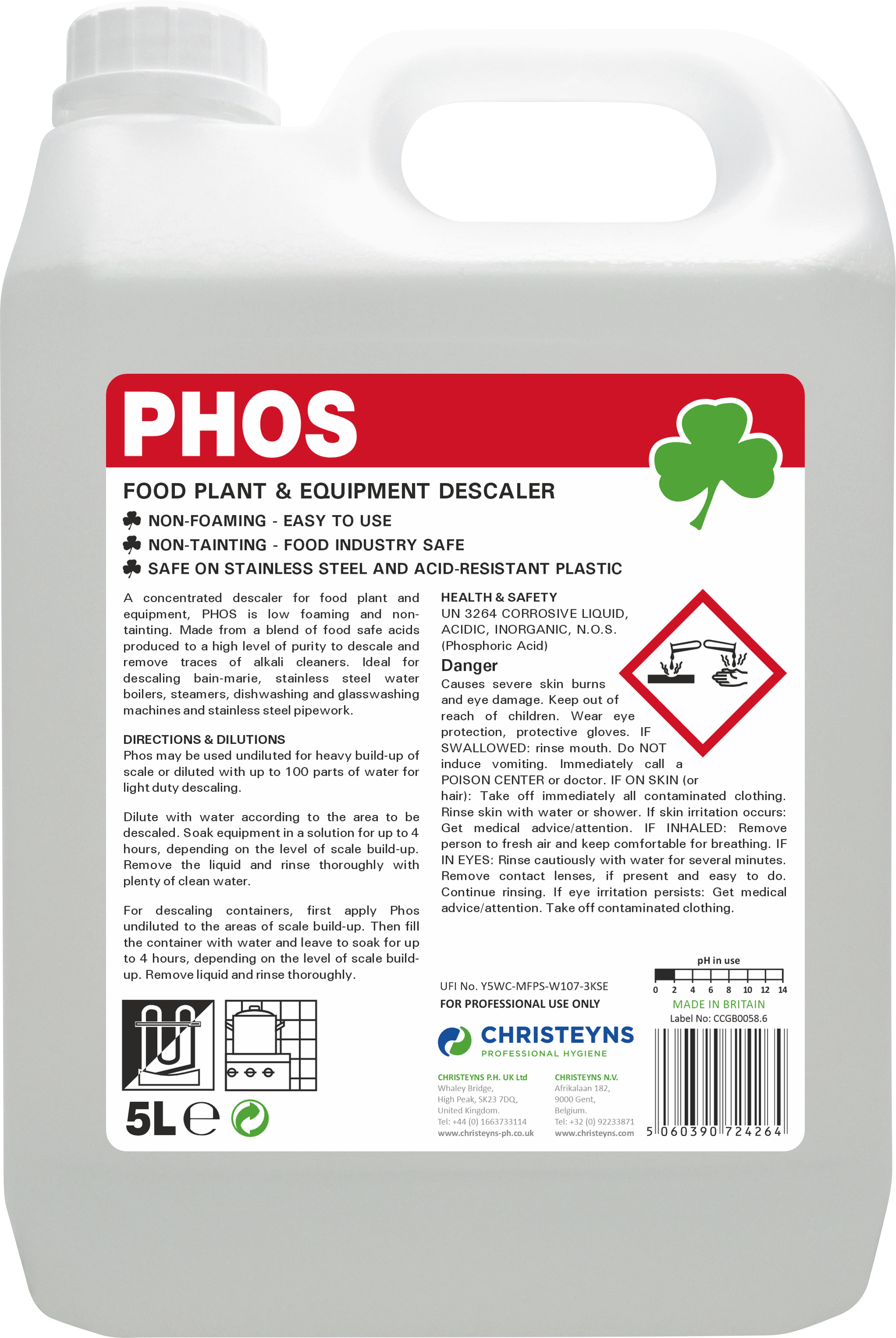 CHRISTEYNS (CLOVER) | PHOS CATERING DESCALER X 5 LTR | 508