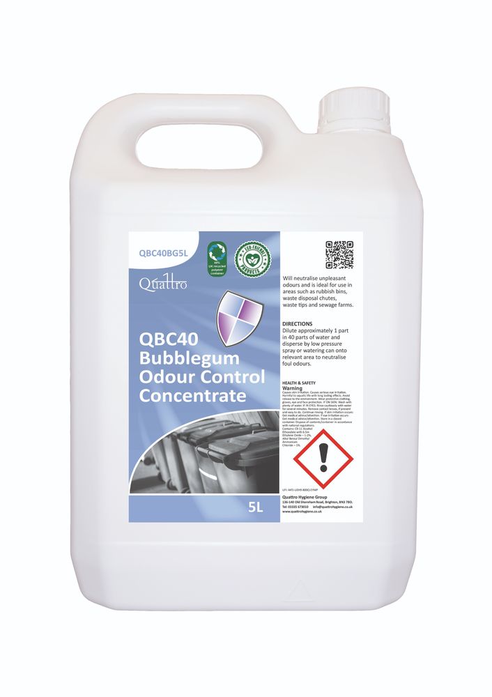 QUATTRO | QBC40 BUBBLEGUM ODOUR CONTROL CONCENTRATE X 5LTR | QBC40BG5L