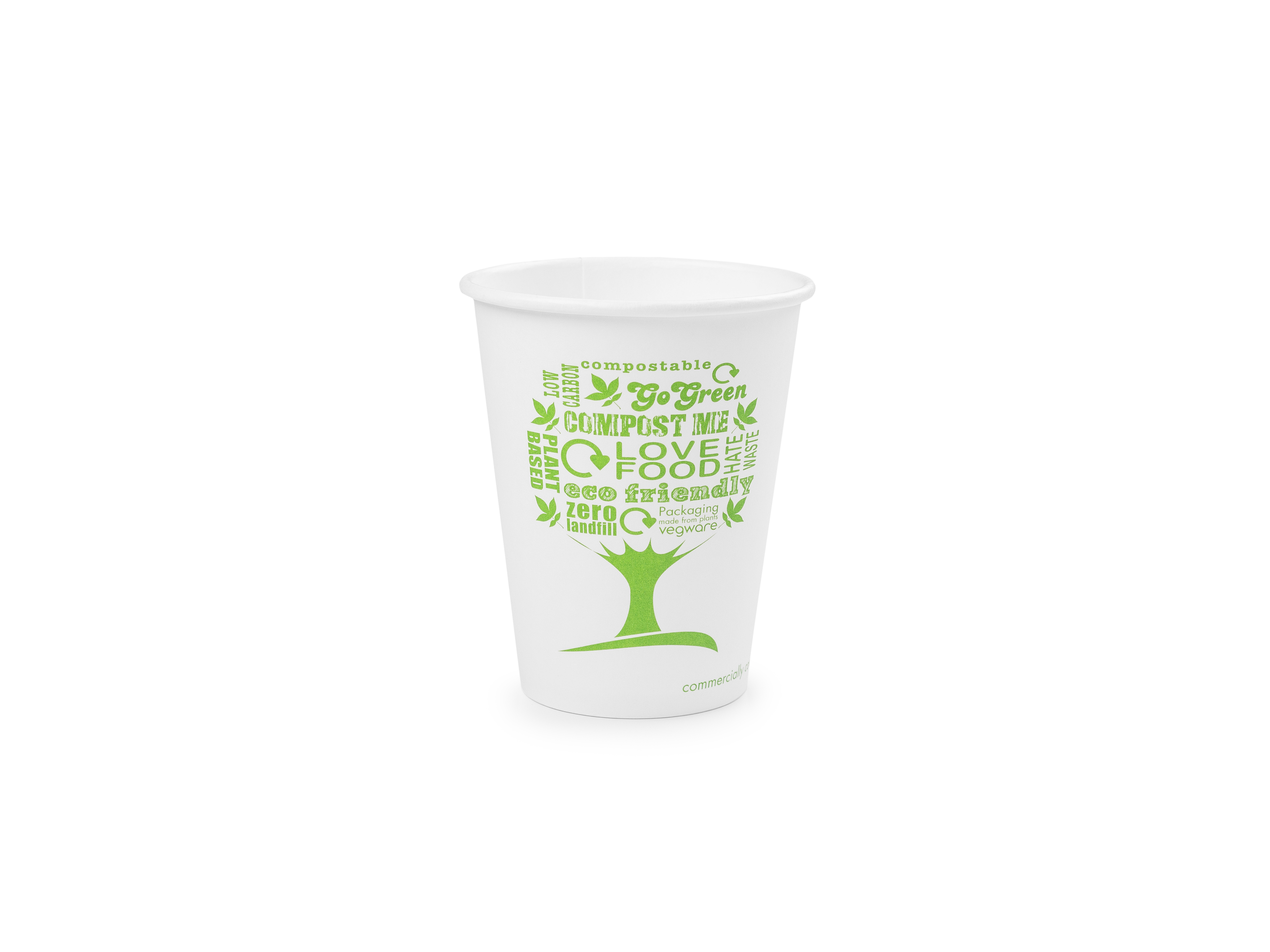 VEGWARE | 8OZ WHITE HOT CUP, 79-SERIES - GREEN TREE X 1000 | LV-8-GT