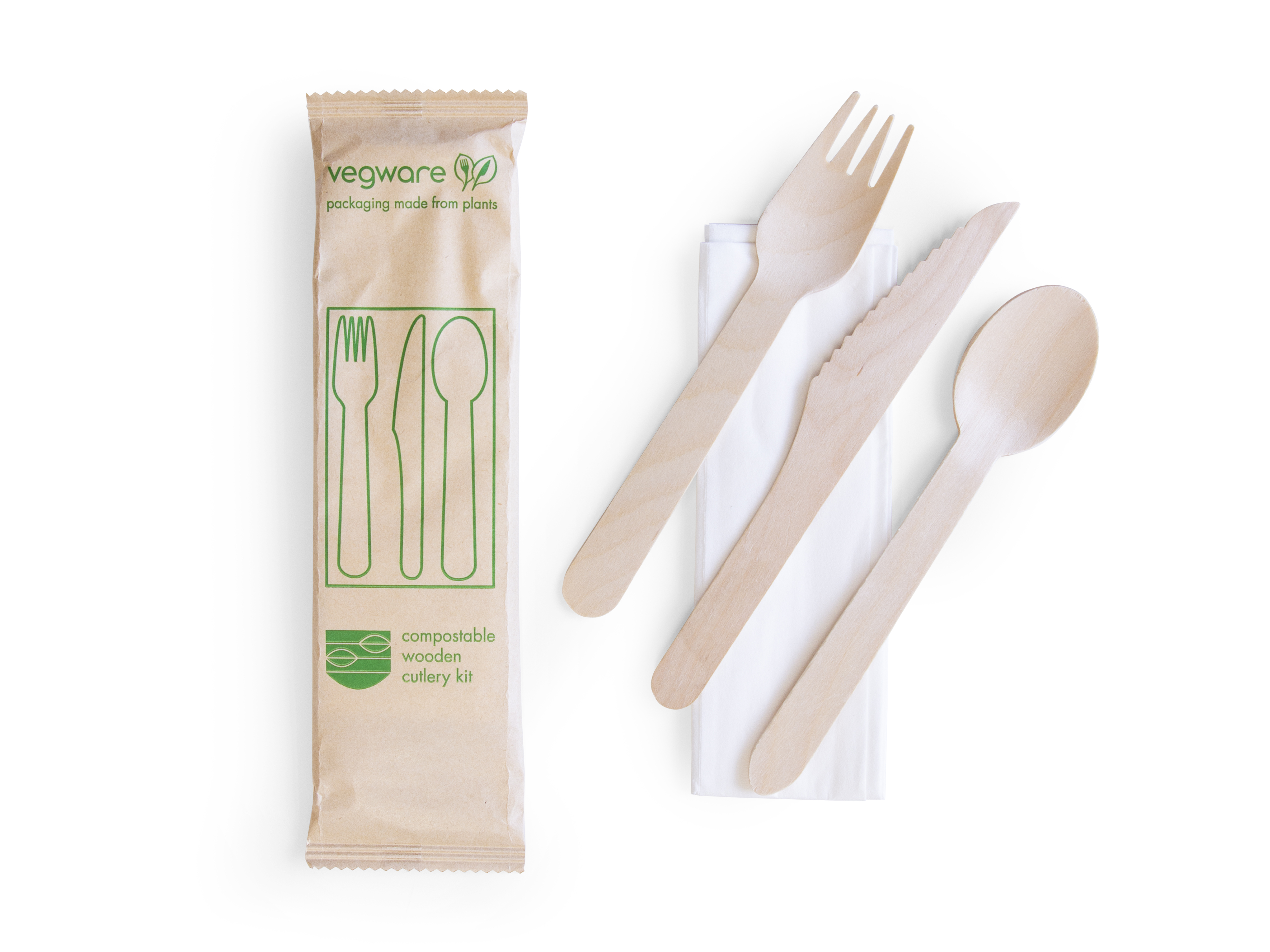 VEGWARE | COMPOSTABLE WOODEN CUTLERY KIT X 250 | VT-KFSWN